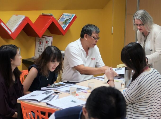 P. Karen Murphy, distinguished professor of education (educational psychology), works with faculty at National Taiwan Normal University (NTNU)